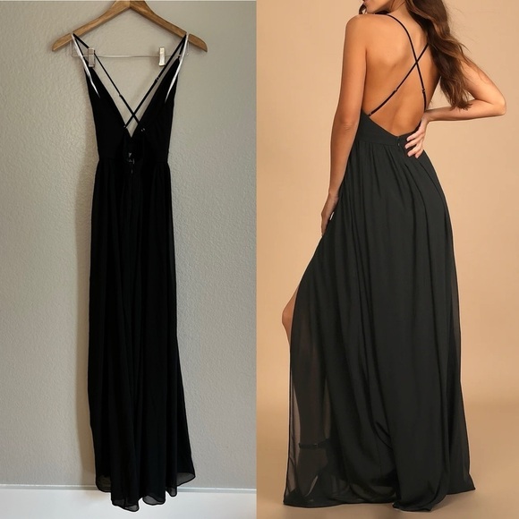 Ballroom Bliss Black Pleated Maxi Dress NWOT XS - Picture 3 of 7